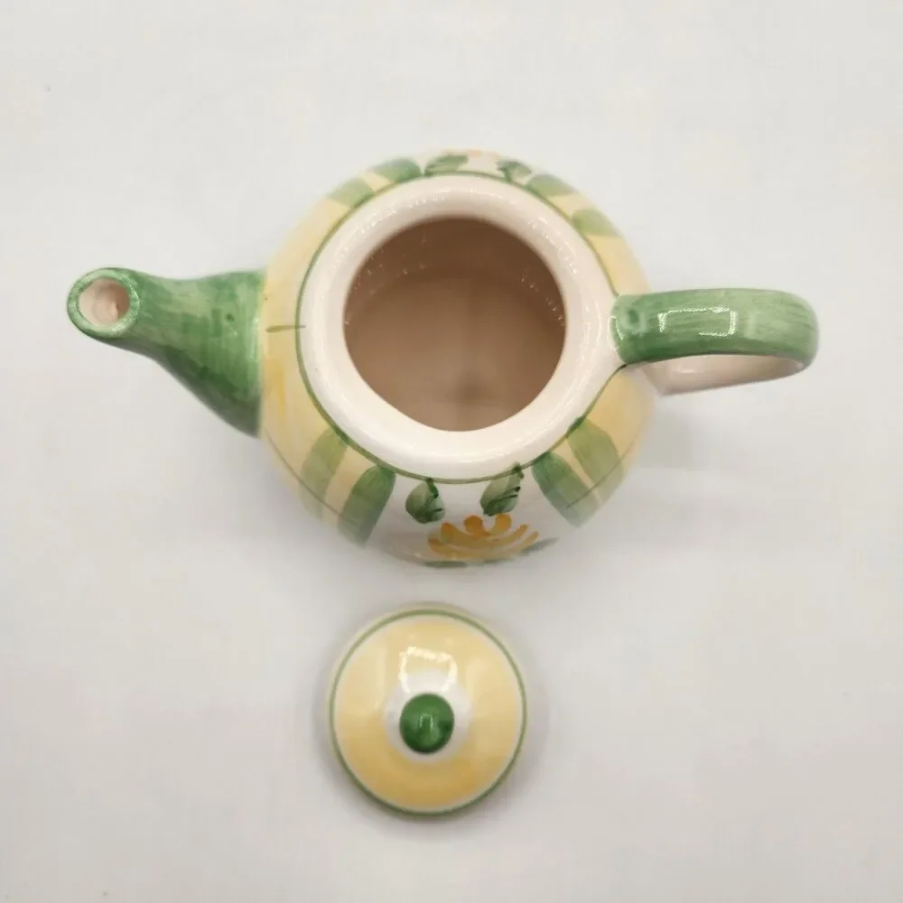 Royal Norfolk Tea Set 4 Pc Green Yellow Rose Tea Pot Sugar Creamer Napkin Holder